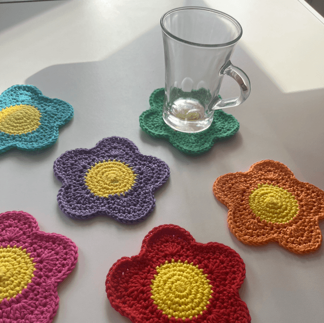 6 sous-verres fleurs au crochet 