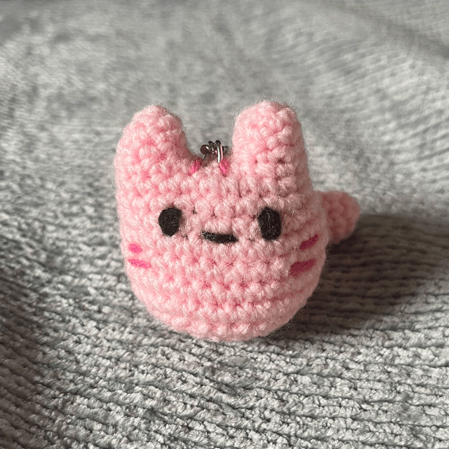 Porte-clés chat rose 