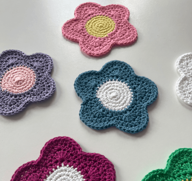 6 sous-verres fleurs au crochet 