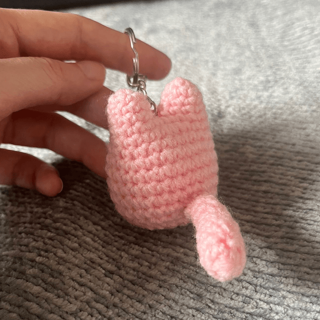 Porte-clés chat rose 