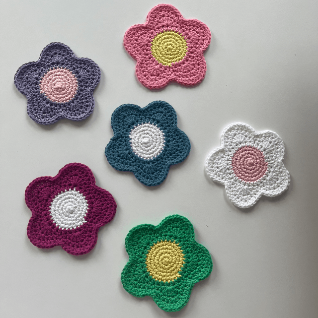 6 sous-verres fleurs au crochet 